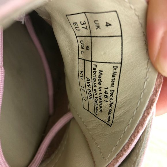Dr. Martens Low Pastel Pink 1461 Oxford Shoes Size 37 Leather Lace Up Doc Martin - Picture 6 of 7
